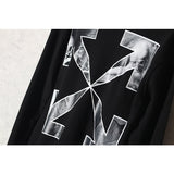 Off White Sweatshirts Long Sleeve round Neck Sweater Autumn Oil Painting Arrow Sweater