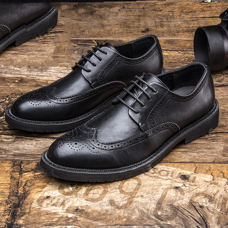 Indo Western Shoes Leather Shoes Men Brogue British Casual plus Size Youth Suit Wedding Shoes Men's Shoes