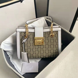 Jackie Kennedy Bag Padlock Canvas Chain Vintage Print Twist Lock Bag Women's Tote Bag