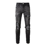 Amiri Jeans Casual Hip Hop Wash Splash-Ink Painted Slim Jeans Casual Fashionable 8666