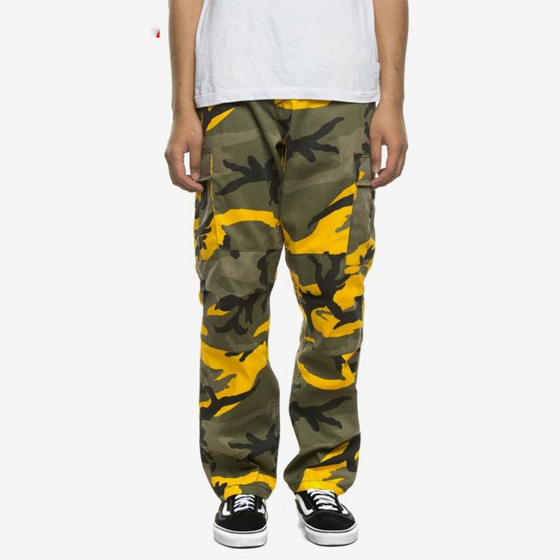 Sweatpants Dafeili Yellow BDU Camouflage Cargo Pants Hiphop Loose Feet Hip Hop European and American Style High Street Men's Pants
