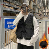 Men Utility Vest Work Zipper Tactical Work Vest Slim Pocket Jacket I Tooling Tactical Vest Hee Vest Jacket