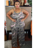 Women Plus Size Co-Ords Casual Sports Sling Camouflage Printed Two-Piece Suit