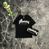 Thrasher T Shirt Summer Carbon Fire Burning Flame Limited Printed T-shirt round Neck Loose Couple