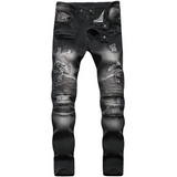 J Shaped Jeans New Men's Jeans Slim Straight Zip Pleated Trousers