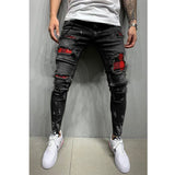J Shaped Jeans High Quality Men's Jeans Paint Ripped Fashion Popular