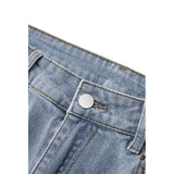 J Shaped Jeans Men's New Skinny Ripped Leg Opening Zipper Jeans