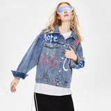 Spray Painted Jacket Spring and Autumn Denim Jacket Women's Loose Top