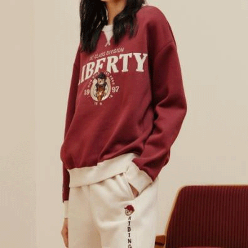 Diana Harvard Sweatshirt Cartoon Embroidered Preppy Style Velvet Padded Loose round Neck Sweater