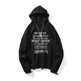 Slogan Graphic Hoodie Men's and Women's Letter Print Ripped off-Shoulder Hoodie