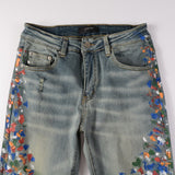 Amiri Jeans Casual Hip Hop Wash Splash-Ink Painted Slim Jeans Casual Fashionable 868