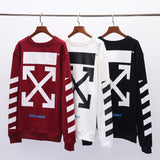 Off White Sweatshirts Long Sleeve round Neck Sweater Autumn and Winter round Neck Pullover Base Long Sleeve All-Matching
