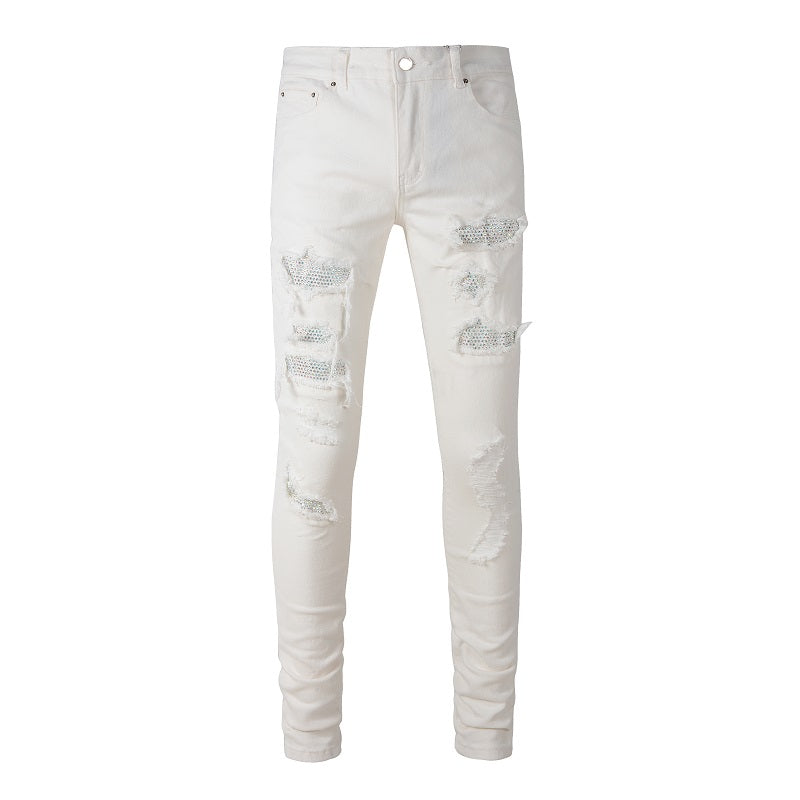 Amiri Jeans Casual Hip Hop Wash Splash-Ink Painted Slim Jeans Casual Fashionable 7625