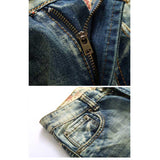 J Shaped Jeans Men's Straight Beggar Ripped Trendy Men's Nostalgic Worn Jeans