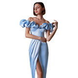 Mariah Carey Dress High Slit Dinner Dress Ruffled Dress