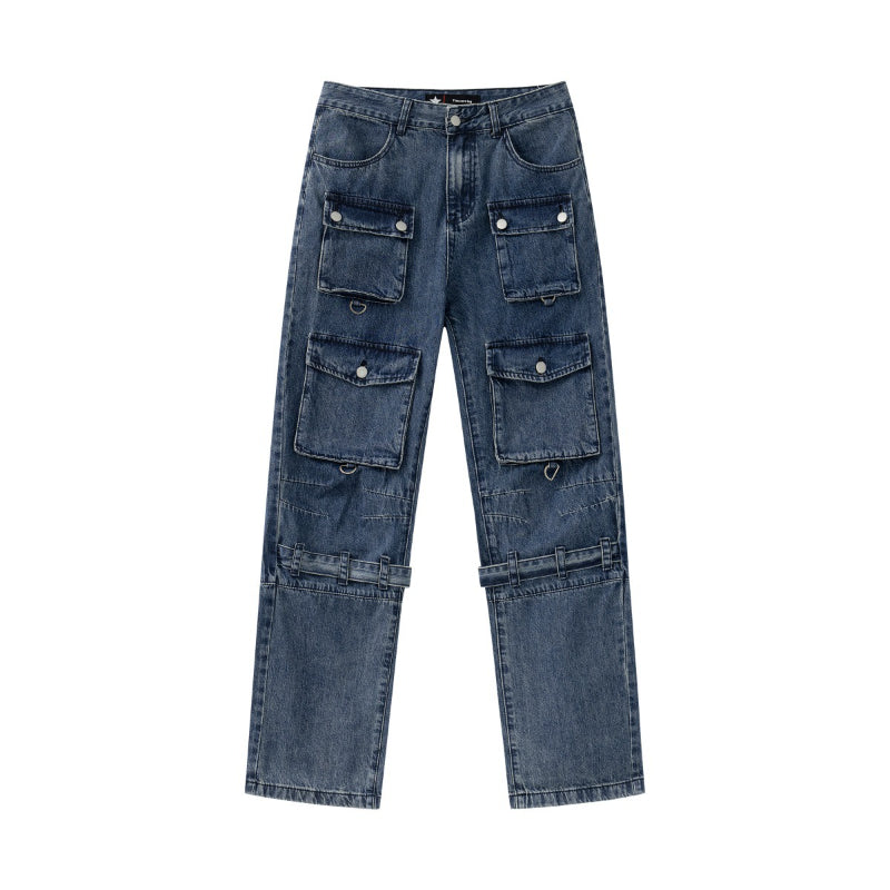 Men Cargo Pants Denim Overalls