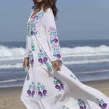 Embroidered Flower Fashion Drawstring Lace-up Dress