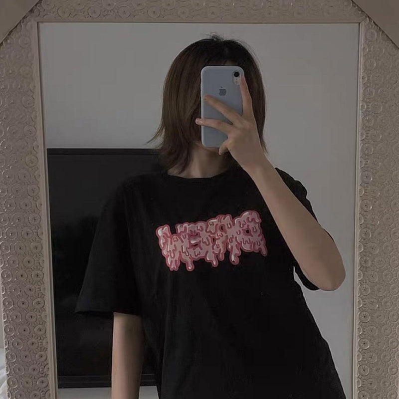 Justin Bieber Drew House T shirt ShortSleeved Tshirt Men and Women Trendy Fog High Street Loose