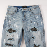 Amiri Jeans Casual Hip Hop Wash Splash-Ink Painted Slim Jeans Casual Fashionable 6626