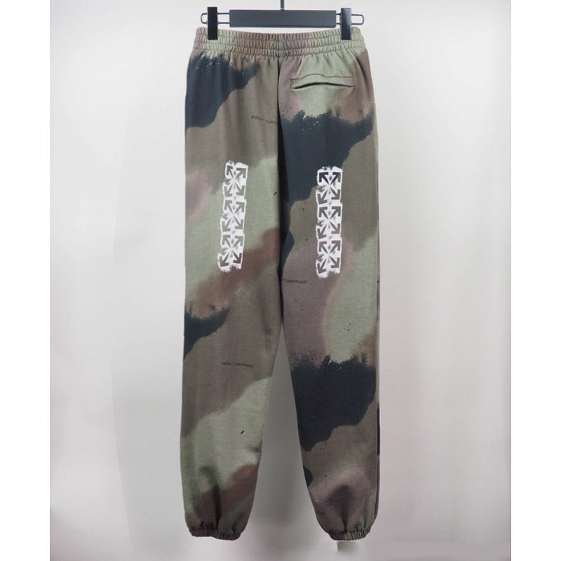 Off White Winter Pants Autumn and Winter Camouflage Printed Ankle-Tied Casual Pants