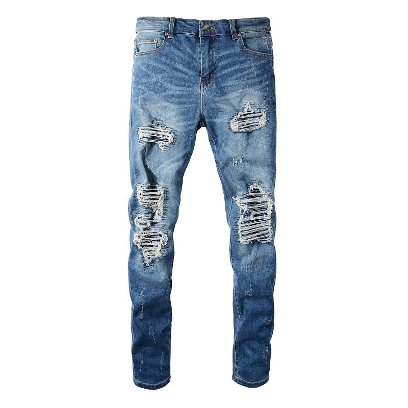Amiri Jeans Casual Hip Hop Wash Splash-Ink Painted Slim Jeans Casual Fashionable 6513