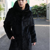 Beaver Coat Men's Fur Coat Hooded Mid-Length Large Size Casual