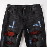 Amiri Jeans Casual Hip Hop Wash Splash-Ink Painted Slim Jeans Casual Fashionable 8616