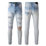 Amiri Jeans Casual Hip Hop Wash Splash-Ink Painted Slim Jeans Casual Fashionable 860