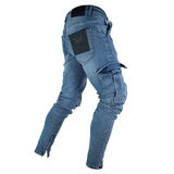 J Shaped Jeans Men's Ripped Jeans Spring and Autumn Casual Slim Fit with Zipper Skinny Pants