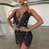 Nina Parker Dresses Sexy Sheath Backless Sequins Dress