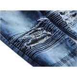J Shaped Jeans New Men 'S Jeans Motorcycle Slim Straight Knee Ripped Stretch