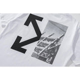 Off White T Shirt Short Sleeve Casual Fashionable  Tshirt Stitching Half Arrow Print Owt