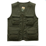 Men Utility Vest Work Zipper Tactical Work Vest Slim Pocket Jacket Vest Multi-Pocket Men's Overalls