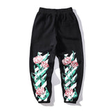 Off White Winter Pants Spring and Autumn Tulip Pattern Men's and Women's Casual Pants