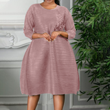 Mariah Carey See through Dress Solid Color Pleated Loose Dress