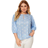 Women Plus Size Tops Spring/Summer Loose Dots Pullover Shirt