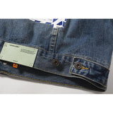 Arrow Denim Jacket Jean Coat Letter Arrow Washed Distressed Jacket Ow Unisex Denim Jacket Owt
