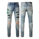 Amiri Jeans Casual Hip Hop Wash Splash-Ink Painted Slim Jeans Casual Fashionable 6561