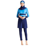 Burkini Muslim Swimwear Solid Color Four-Piece Fashion Conservative Swimsuit for Women