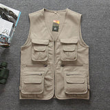 Men Utility Vest Work Zipper Tactical Work Vest Slim Pocket Jacket Vest Multi-Pocket Men's Overalls