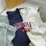 Harvard Sweatshirt English Letter Embroidered Crew Neck Pullover Gray
