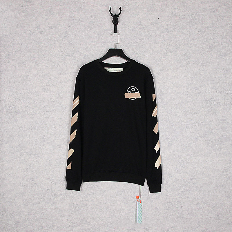 Off White Sweatshirts Long Sleeve round Neck Sweater Floral Print Long Sleeve Pullover Leisure