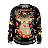 Black Christmas Sweater round Neck Sweater Casual Loose Couple Autumn and Winter