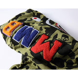 Shark Print Hoodie Men's Hip Hop Shark Head Camouflage Hooded Long Sleeve Cardigan Coat Outerwear
