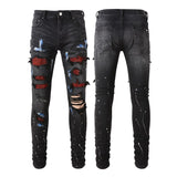 Amiri Jeans Casual Hip Hop Wash Splash-Ink Painted Slim Jeans Casual Fashionable 8616
