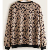 Women Plus Size Tops Leopard Print Long Sleeve Sweater