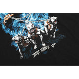 Present T Shirt Blue Flame Skull Wizard Retro Loose