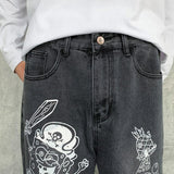 Anime Print Jeans Denim Pants for men Clothing Print Casual Jeans