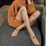 Women Legging Summer Pantyhose Blue Butterfly Black Silk Stockings Female