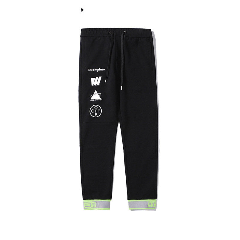 Off White Winter Pants Printed Casual Trousers for Men and Women